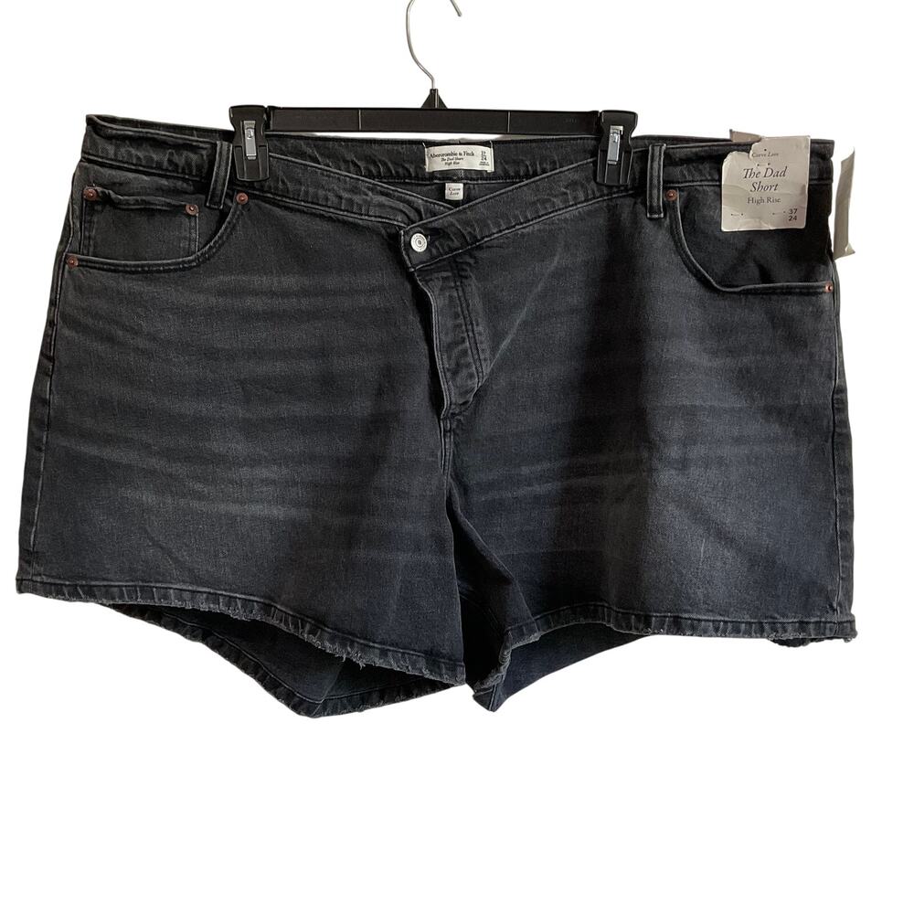 Abercrombie & Fitch The Dad Short High Rise‎ Button Fly Black Jean Shorts NEW